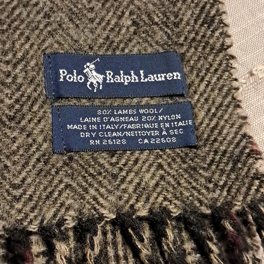 Men's Polo Ralph Lauren Lambs Wool Scarf, Brown. Made in Italy NWOT